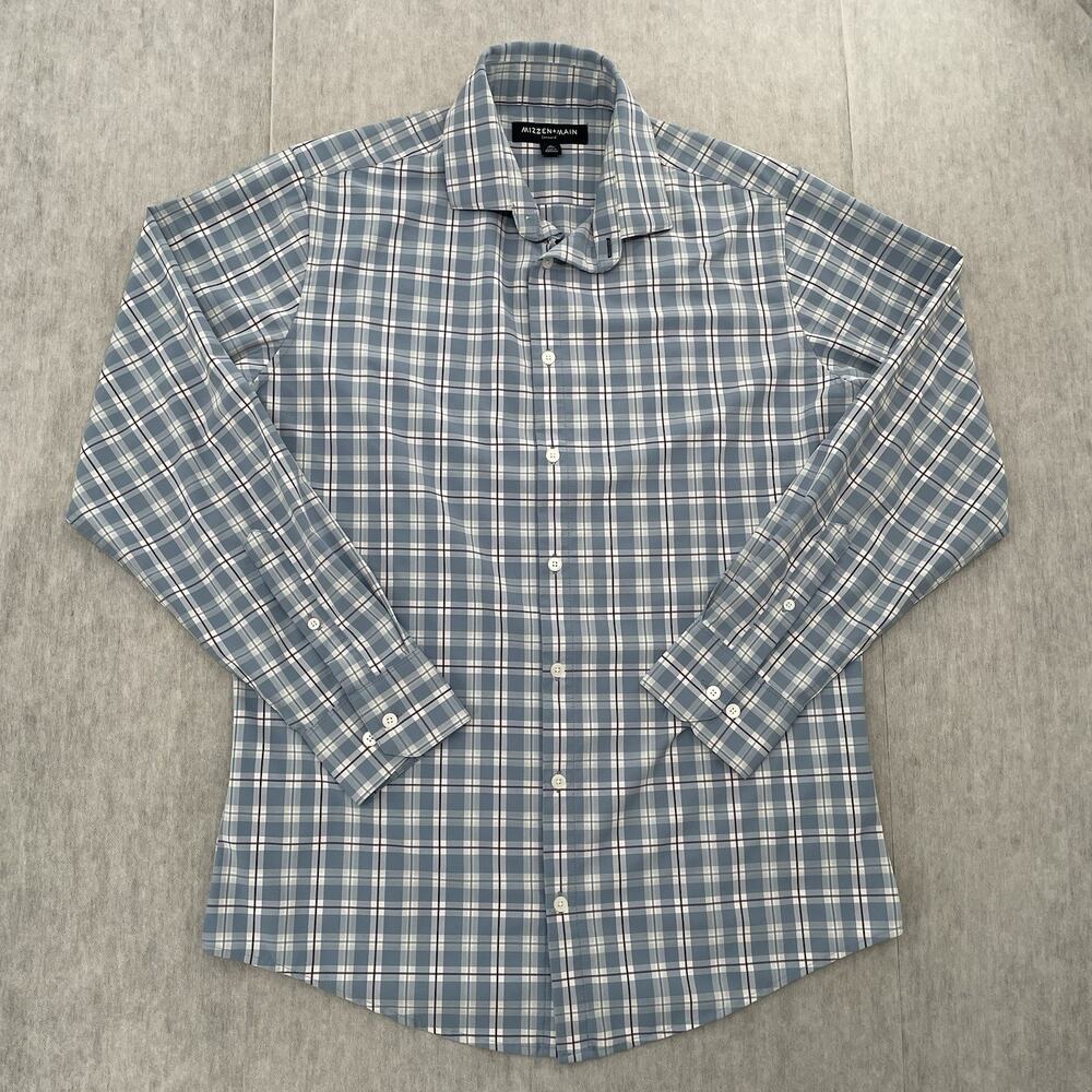 Mizzen Main Shirt Adult Medium Blue Trim Fit Button Up Lightweight Leeward Mens